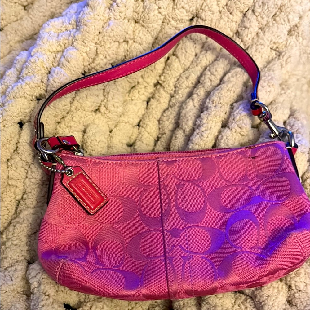 Coach Pink Clutch with Signature Design